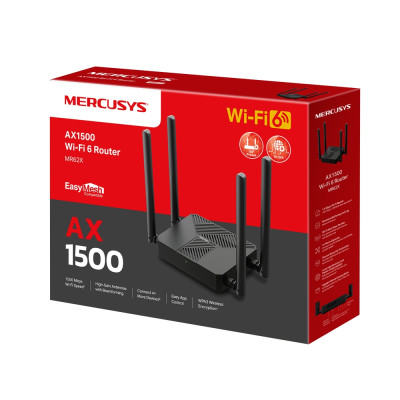 Mercusys Маршрутизатор MR62X AX1500, 2xGE LAN, 1xGE WAN, MESH
