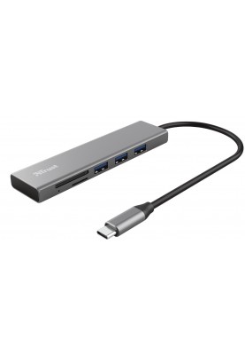 Trust USB-хаб HALYX FAST 3USB+CARD READER USB-C ALUMINIUM
