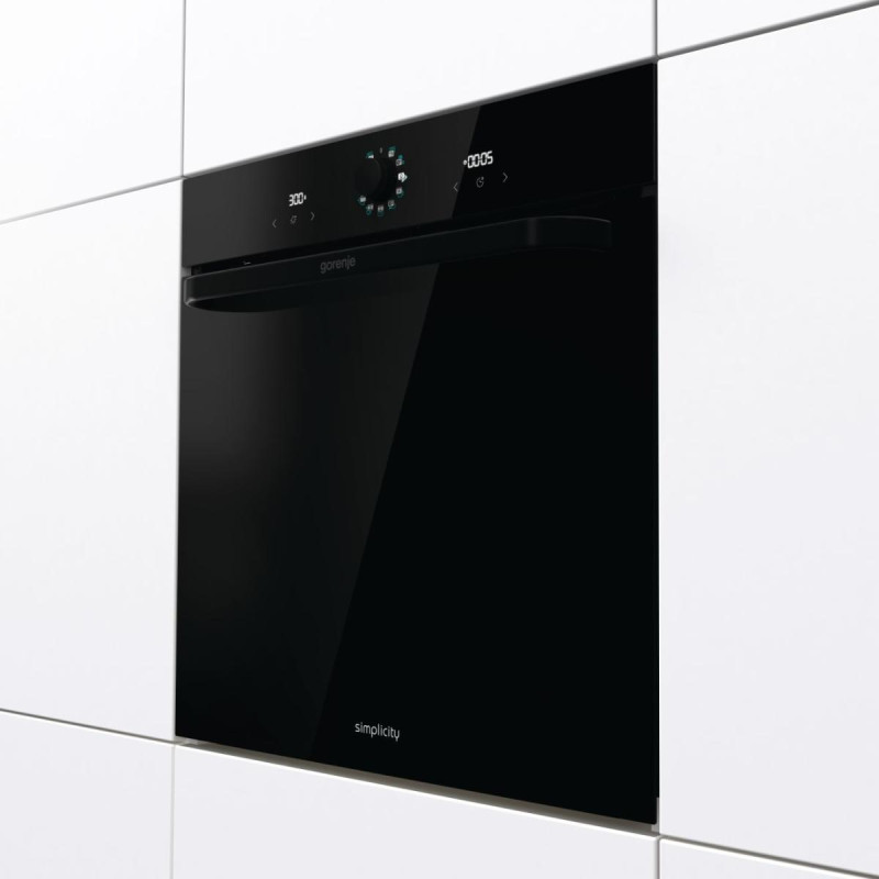 Gorenje Духова шафа електрична, 77л, A, пара, дисплей, макс.темпер.-300, чорний