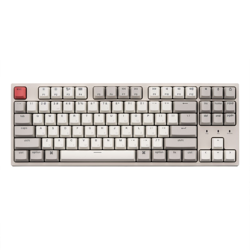 Keychron Клавіатура механічна C1 87Key, Gateron G pro Brown, USB-A, EN/UKR, No Led, Сірий