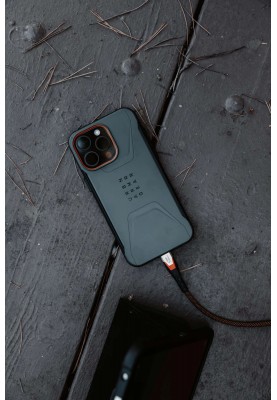 UAG Кабель USB-C > USB-C 3.2 заряджання/синхронізації 0.75м, 240Вт, Type-C, Rugged Double Braided Nylon, Black/Orange