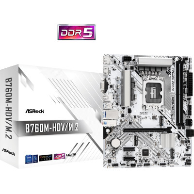 ASRock Материнська плата B760M-HDV/M.2 s1700 B760 2xDDR5 M.2 HDMI DP mATX