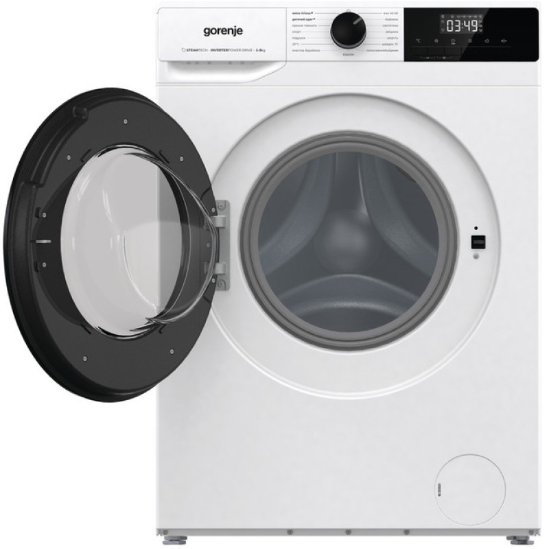 Gorenje Пральна машина фронтальна, 8кг, 1400, A+++, 55см, дисплей, пара, інвертор, білий