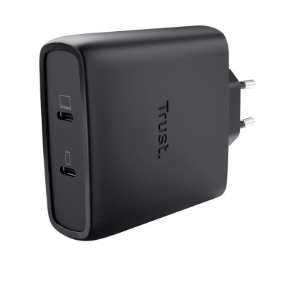 Trust Зарядний пристрій мережевий Maxo 100Вт, GaN, 2xUSB-C ,PD/PPS, чорний
