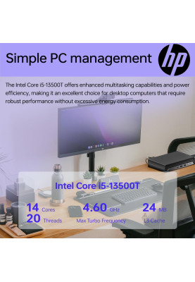 HP Комп'ютер персональний неттоп Pro 400-G9 Mini, Intel i3-13100T, 8GB, F512GB, UMA, WiFi, кл+м, 3р, DOS