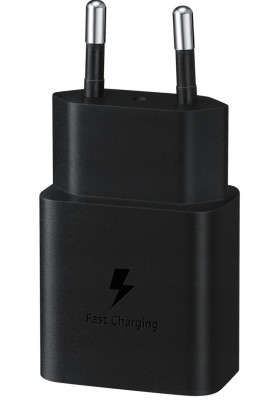 Samsung Зарядне пристрій мережевий 15Вт USB-С, кабель USB-C > USB-C, 1м, чорний