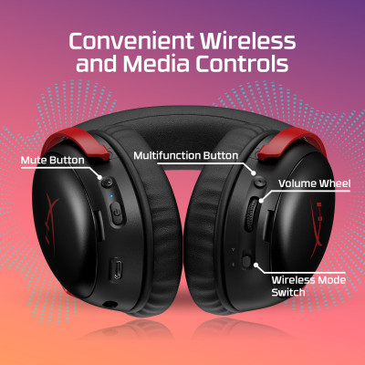 HyperX Гарнітура ігрова Cloud III S, WL/USB-A/USB-C, чорно-червоний