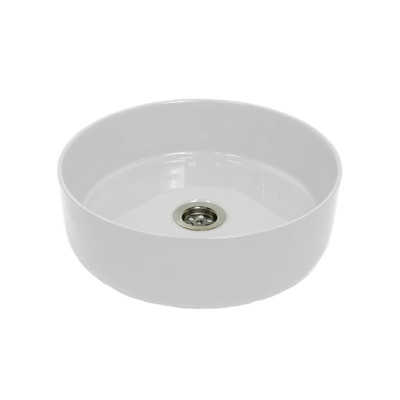 Adamant Раковина, умивальник ARENA, штучний камінь, кругла, без відвернення для змішувача та переливу, 360х113мм, накладний, білий
