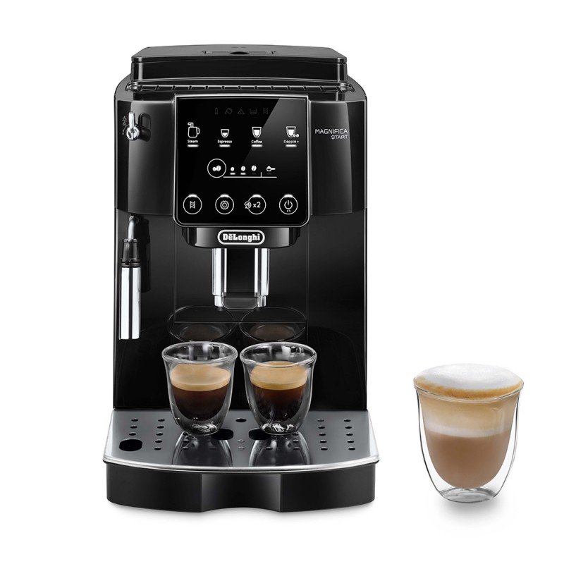 Delonghi Кавомашина Magnifica Start, 1.8л, зерно+мелена, ручний капучинатор, дисплей, авторецептів -4, підігрів чашок, чорний