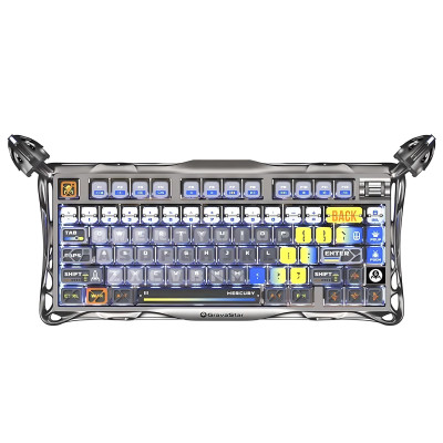 GravaStar Клавіатура механічна Mercury K1 Pro 80keys, GravaStar x Kailh Speedy Mint, BT/WL/USB, Interstellar Silver
