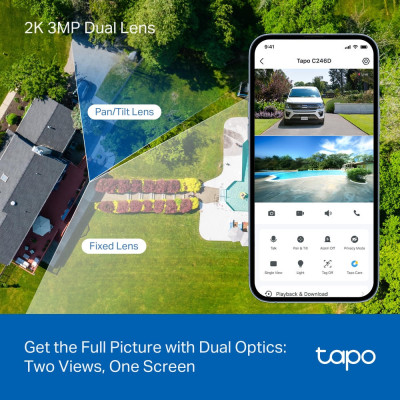 TP-Link Камера IP з подвійним об'єктивом Tapo C246D 3MP N300 microSD motion detection
