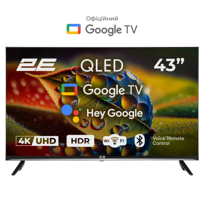 2E Телевізор 43" QLED 4K 60Hz Smart Google TV Black