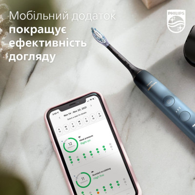 Philips Щітка зубна електр., Sonicare DiamondClean 9000 Series, 62т. колив/хв, насадок-1, футляр, Bluetooth, чорний