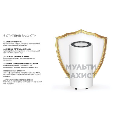 Cooper&Hunter Осушувач повітря CH-D008WDC-16LDWF, 16л./добу, 22м.кв, 140м3/рік, 200Вт, дисплей, ел.кер-ня, Wi-Fi, таймер., білий