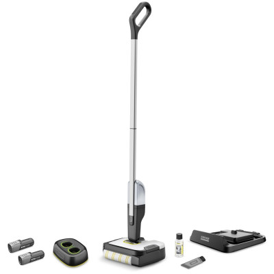 Karcher Підлогомийна машина безпровідна FC 2-4 Battery Set + Batt+DUO Charger, вода -0.2л, автон. робота до 20 хв, вага-2.3кг, чорно білий