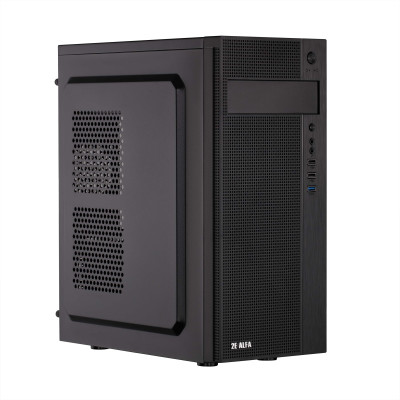 2E Корпус Alfa E185-400 з БЖ 2E ATX400W, 1xUSB3.0, 2xUSB2.0, VGA 310мм, ATX, чорний
