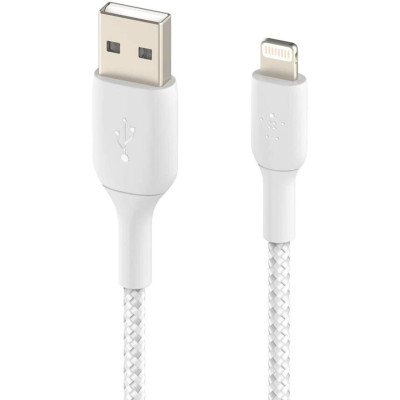 Belkin Кабель USB-A > Lightning заряджання/синхронізації 2м, 12Вт, плетений, білий