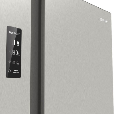 Gorenje Холодильник SBS 179х67х92см, 2 двері, 356(191)л, А++, NF+, Інв. , зона св-ті, зовн. диспл, матовий сірий Gorenje Холодильник SBS 179х67х92см, 2 двері, 356(191)л, А++, NF+, Інв. , зона св-ті, зовн. диспл, матовий сірий