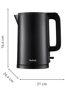 Tefal Електрочайник Thermo Protect, 1.5л, пластик, нержавіюча сталь, чорний