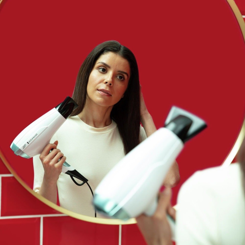 Remington Фен+випрямляч набір Shine Therapy, 2300Вт, 3 режими, дифузор,щипці для волосся(150-230°С,кераміка), біло-блакитний