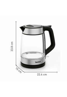 Tefal Електрочайник Glass Kettle 1.7л, скло, з підсвіткою, чорно-срібний