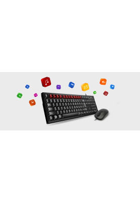 Genius Комплект клавіатура та миша Genius KM-100SE, AI, EN/UKR, чорний