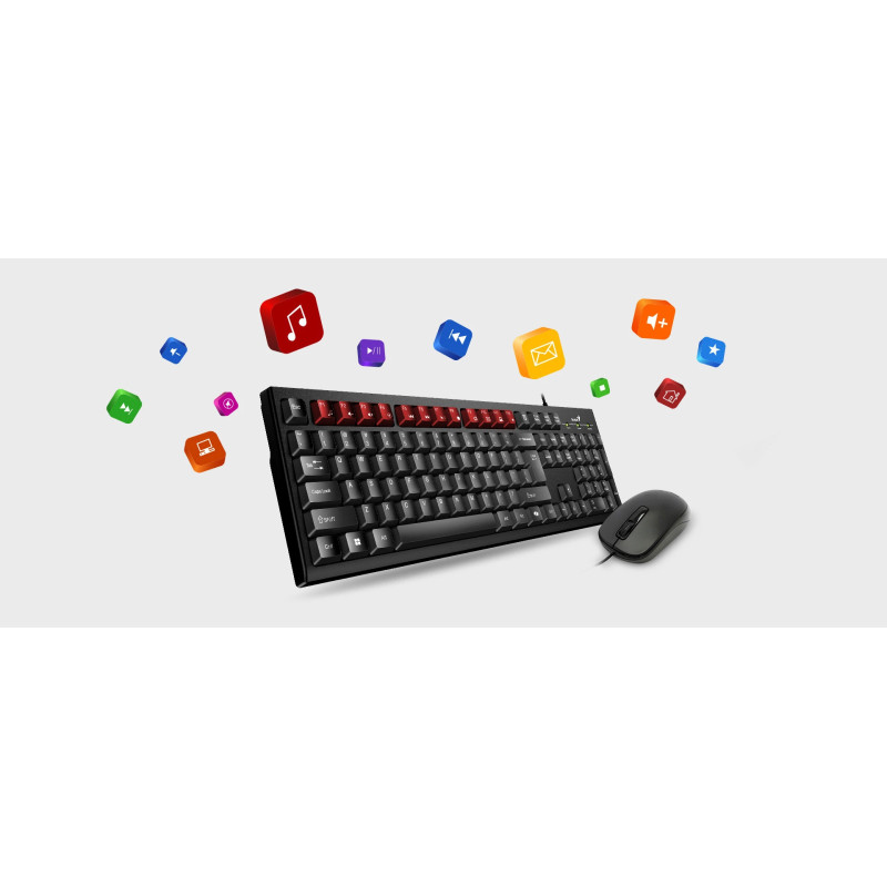 Genius Комплект клавіатура та миша Genius KM-100SE, AI, EN/UKR, чорний