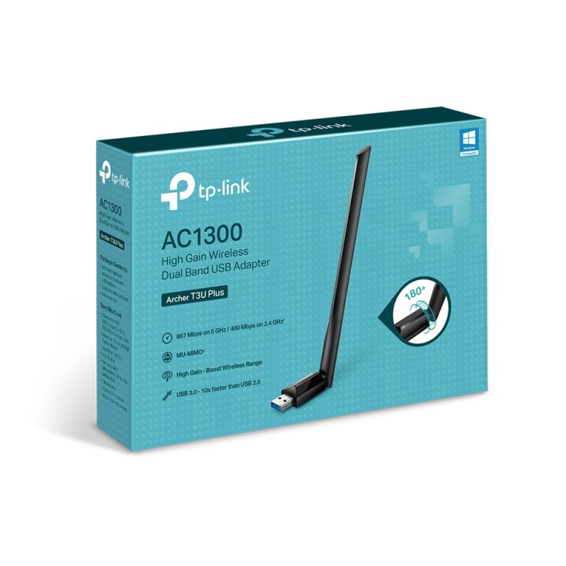 TP-Link WiFi-адаптер Archer T3U Plus AC1300 USB3.0 MU-MIMO ext. ant