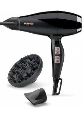 BaByliss Фен Air Power Pro, 2300Вт, 3 режими, дифузор, іоніз-я, хол. обдув, кераміка, чорно-рожевий