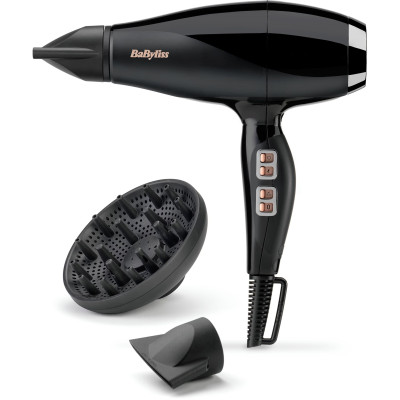 BaByliss Фен Air Power Pro, 2300Вт, 3 режими, дифузор, іоніз-я, хол. обдув, кераміка, чорно-рожевий
