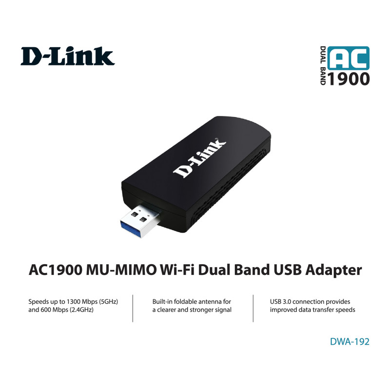 D-Link DWA-192, AC1900, MU-MIMO, USB 3.0