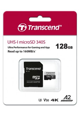 Transcend Карта пам'яті microSD 128GB C10 UHS-I U3 A2 R160/W125MB/s + SD