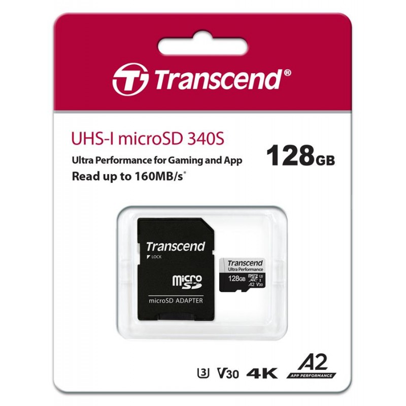 Transcend Карта пам'яті microSD 128GB C10 UHS-I U3 A2 R160/W125MB/s + SD