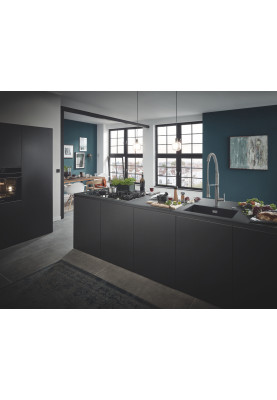 Grohe Мийка кухонная K700U кварц. композит, прямокут., без крил, 610х460х210мм, чаша - 1, врізна, чорний граніт