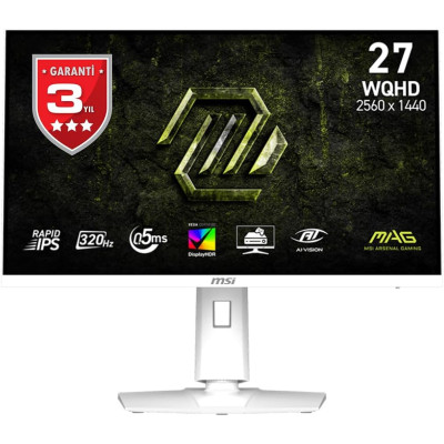 MSI Монітор MSI 27" MAG 274QRFW-X32 2xHDMI, DP, Audio, IPS, 2560x1440, 320Hz, 0.5ms, sRGB 129%, FreeSync, Pivot, HDR400, білий