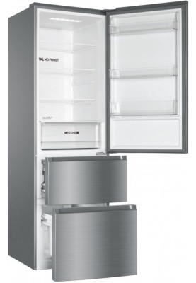 Haier Холодильник багатодверний, 190.5x59.5х65.7, холод.відд.-233л, мороз.відд.-114л, 3дв., А++, NF, інв., дисплей, зона нульова, сріблястий