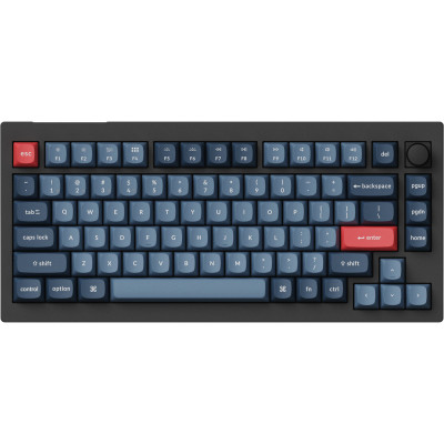Keychron Клавіатура механічна V1 Max 84Key, Gateron Jupiter Red, WL/BT/USB-A, QMK, Hot-swap, Knob, EN/UKR, RGB, чорний