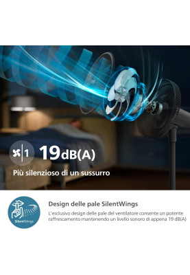 Philips Вентилятор Philips підлоговий Series 3000, 40см, 48Вт, керування через смартфон, регулювання висоти, чорний
