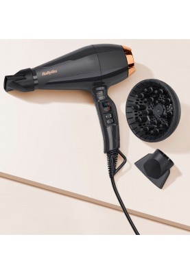 BaByliss Фен Air Pro, 2200Вт, 2 режими, дифузор, іоніз-я, хол. обдув, чорний