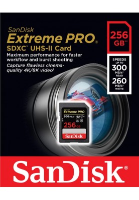 SanDisk Карта пам'яті SD 256GB C10 UHS-II U3 V90 R300/W260MB/s Extreme Pro