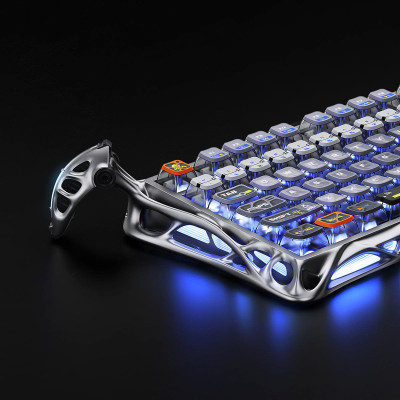 GravaStar Клавіатура механічна Mercury K1 Pro 80keys, GravaStar x Kailh Speedy Mint, BT/WL/USB, RGB, Interstellar Silver