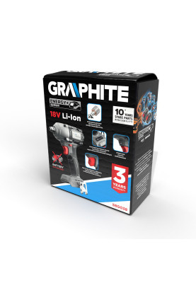 Graphite Гайковерт ударний Energy+ 18В безщітковий 2600об·хв 450Нм 1/2" 3 швидкості 1.24кг без АКБ та ЗП