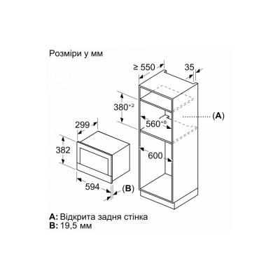 Bosch Мікрохвильова піч вбудовувана, 20л, електр. управл., 900Вт, дисплей, чорний