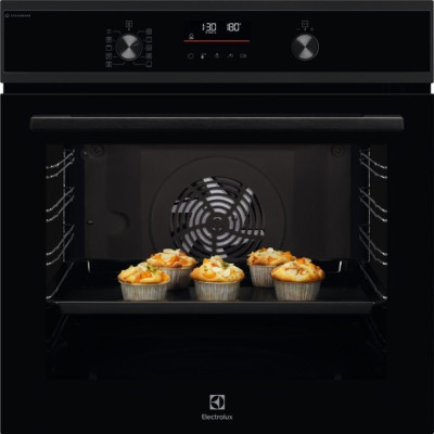 Electrolux Духова шафа електрична, 72л, A+, пара, дисплей, конвекція, телескопічні напрямні, чорний