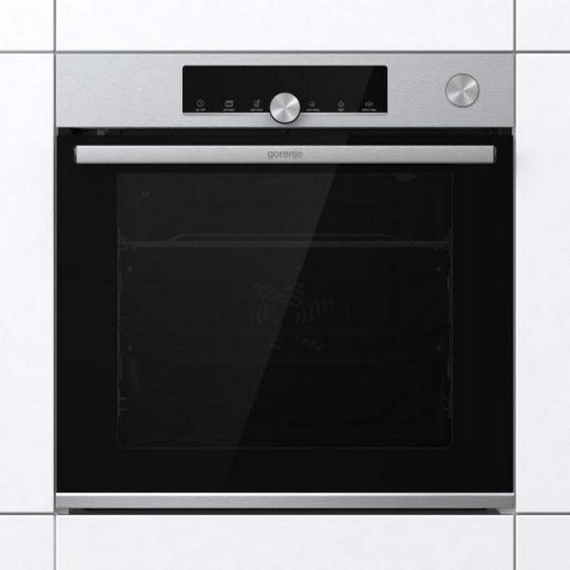 Gorenje Духова шафа електрична, 77л, A+, пара, дисплей, готування на різних рівнях, нерж
