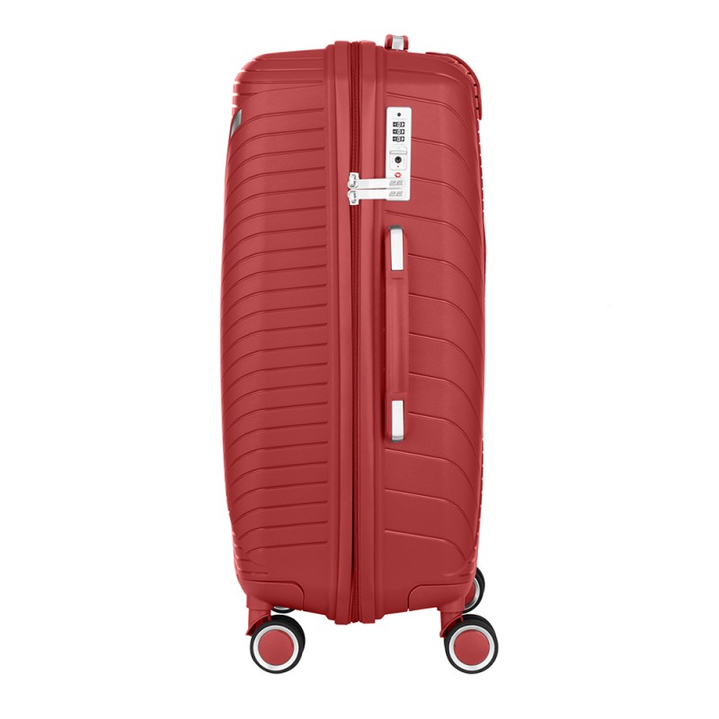 2E Набір пластикових валіз , SIGMA,(L+M+S), 4 колеса, червоний