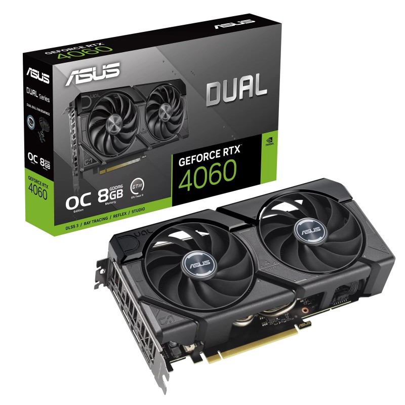 ASUS Відеокарта GeForce RTX 4060 8GB GDDR6 DUAL OC EVO DUAL-RTX4060-O8G-EVO