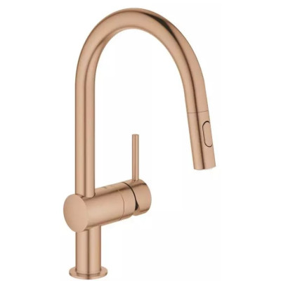 Grohe Змішувач для кухні  Minta, довж.виливу - 223мм, поворотний/витяжний, 1важіль, матовий теплий захід сонця