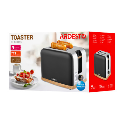 ARDESTO Тостер T-F420BWD, 800Вт, метал, 2 слоти, чорний