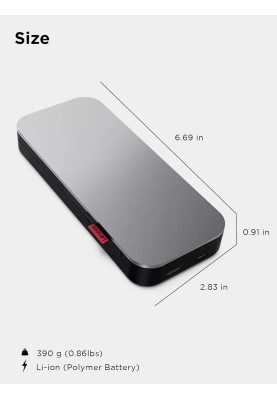 Lenovo Портативний зарядний пристрій Power Bank 20000 mAh, Go USB-C Laptop, Thunder Black